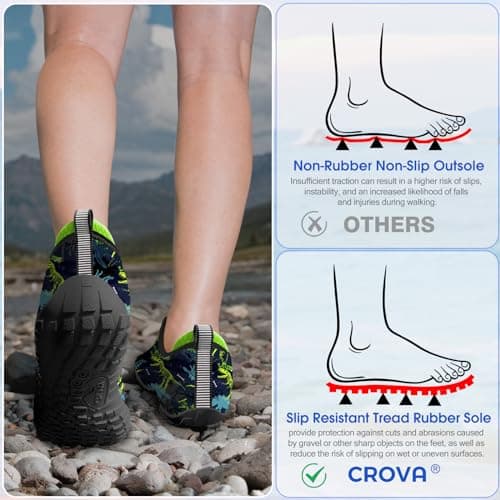 CROVA Built-in Heel Grips Water Shoes for Kids Girls Boys Hiking Shoes Wide Barefoot Swim Beach Pools Slip-On Quick Dry Lightweight for Big Little Kids Toddler — view 4