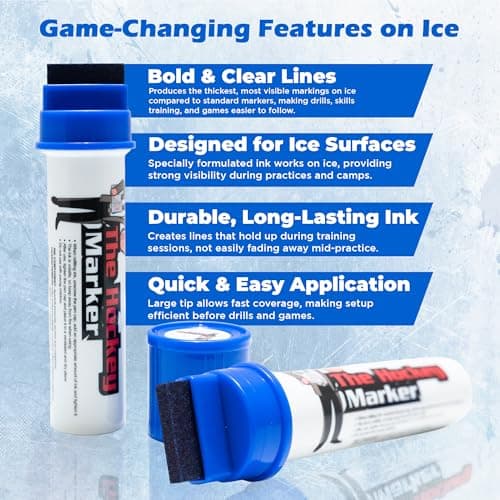 The Hockey Marker Easy Crease Blue Marker for Ice – Durable Hockey Marker for Ice Rink Training, Ice Paint Marker for Hockey Practice, Coaches & Teams, High‑Visibility Ink, 3pcs