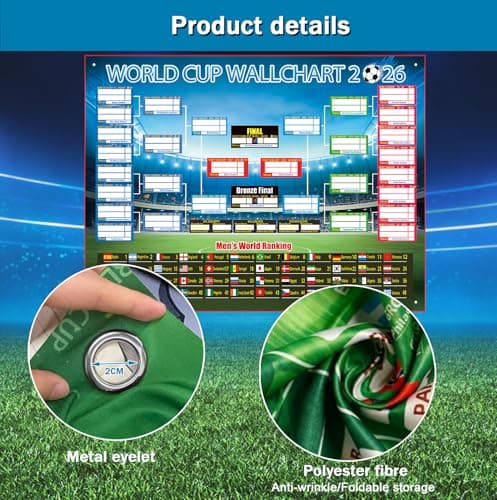 2026 World Cup Bracket Poster Black 27.6x23.6 Inches Wall Soccer Game Tracker Map for Watch Party Bar Home Decor — view 2