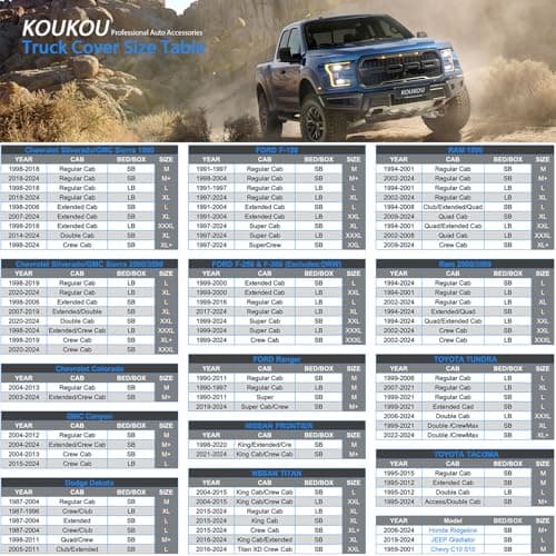 KouKou Truck Cover Waterproof All Weather, 6 Layer Full Pickup Cover, Outdoor Sun uv Rain Dust Protection, Universal Fit Truck up to 242 inch