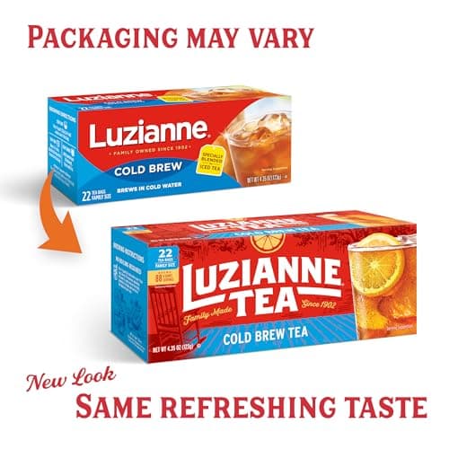 Luzianne Unsweetened Cold Brew Black Iced Tea Bags, Family Size, 22ct Box (Pack of 1) — view 2