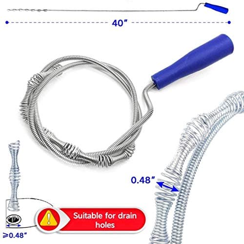 5 in 1 Sink Snake Drain Auger Hair Catcher, Drain Clog Remover Cleaning Tools, Hair Remover, Drain Snake Cleaner, Plumbing Snake for Kitchen, Sewer, Toilet and Showers — view 5