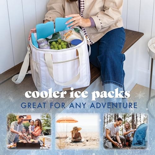 Cool Coolers by Fit & Fresh 4 Pack XL Slim Ice Packs, Quick Freeze Space Saving Reusable Ice Packs for Lunch Boxes or Coolers, Blue, 239ICE, 4 count (Pack of 1) — view 11