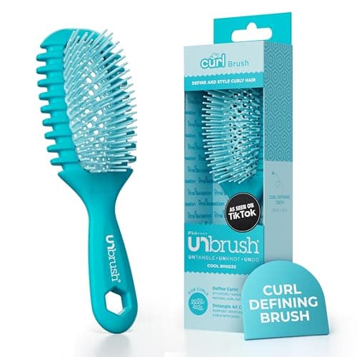 FHI Heat UNbrush Curl Defining Brush — Wavy, Coily, and Curly Hair Brush with DuoFlex Bristles & StyleCurl Handle — for Gentle Detangling & Faster Styling on Wet Hair - Cool Breeze