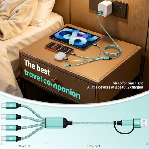 4 in 2 USB A/C to USBC Charging Cord,USB C Splitter Multi Charging Cable — view 3