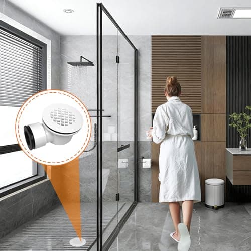 2" Low Profile Shower Drain PVC 2''Side Outlet Drain Assembly, with 2" x 1-1/2" Reducer Pipe Fitting Perforated Strainer for Low Profile Shower Drain Trap and Shower Base Drain — view 5