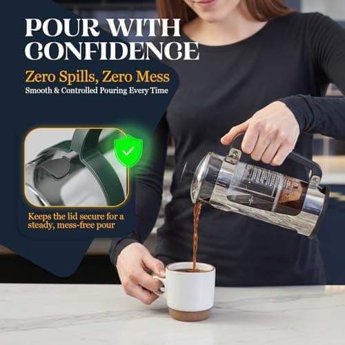 ESPRO P5 French Press Coffee Maker, 32oz, Polished, Stainless Steel Press — view 6
