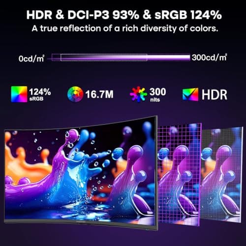 Amzfast 24" Curved Gaming Monitor, 240Hz 1ms 1080P, Adaptive Sync, 124% sRGB, 3000:1, HDR, 1500R, HDMI 2.0 & DP 1.4, Ultra-Slim Base – Keyboard Slides Underneath, Desk Space Saved – AMZG24C1 Pro — view 4