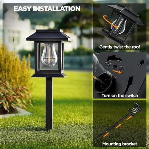 Solar Lights Outdoor Garden Decorations 4 Pack Pathway Lights Waterproof Auto On/Off Solar Garden Stake Lights for Landscape Path Yard Patio Driveway Walkway Décor — view 6