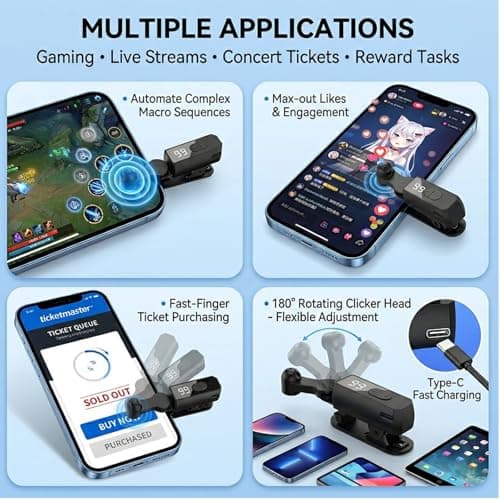 shuielai Rechargeable Smartphone Auto Clicker - Screen Speed Clicker Compatible with iPhone iPad, Continuous Fast Click Device for Live Streaming Likes, Ticket Grabbing & Reward Tasks (Black) — view 4