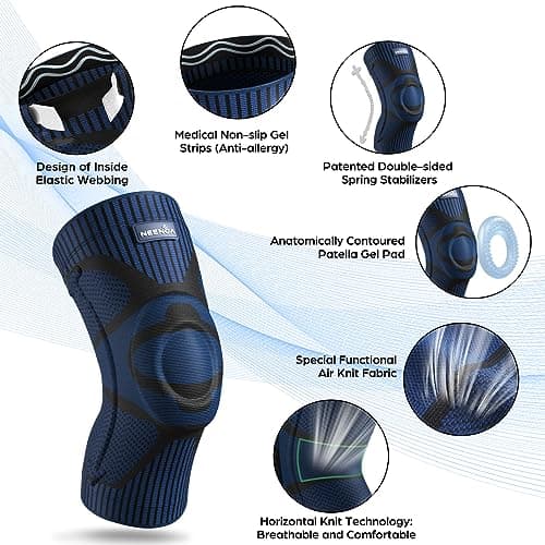 NEENCA Knee Brace for Knee Pain Relief, Medical Knee Support with Patella Pad & Side Stabilizers, Compression Knee Sleeve for Meniscus Tear, ACL, Arthritis, Joint Pain, Runner, Sport