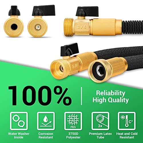 Ngreen Expandable Garden Hose 100ft - Lightweight Retractable Water Hose with Durable Latex Core and Rust-Resistant 3/4 Inch Brass Fittings for Easy Handling and Storage in Canadian Gardens — view 2