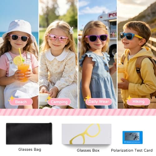 JASPIN Polarized Kids Sunglasses - Toddler Baby Sun Glasses for Girls Boys Age 3-9 with Flexible Frame UV Protection 3 Pack — view 5