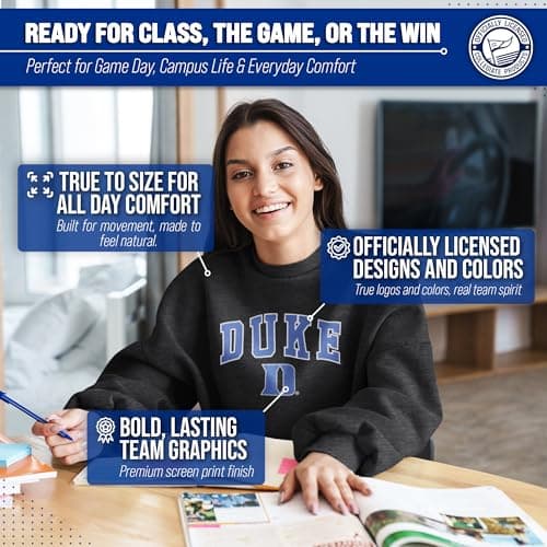 Duke Sweatshirt Fleece Crewneck for Men and Women - Black Heather, Small — view 4