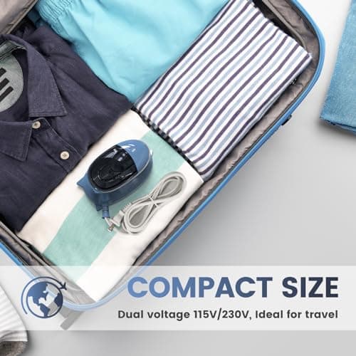 BEAUTURAL Mini Travel Steam Iron for Clothes with Dual Voltage, Non-Stick Soleplate, One Temperature Technology, Detachable Water Tank, Ideal for Sewing, Quilting and Handcraft — view 2