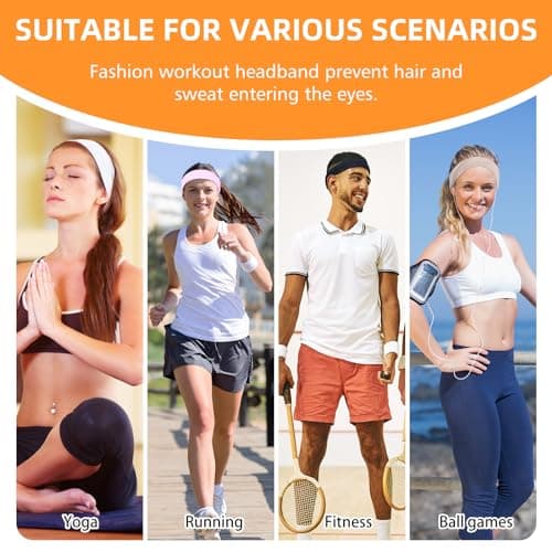 VANRUID Headbands for Women 8PCS [Summer-Exclusive Headband], Non Slip Sports Headband Elastic Soft Running Fashion Headband Absorb Sweat Headbands for Men for Women for Working Out, Travel — view 4