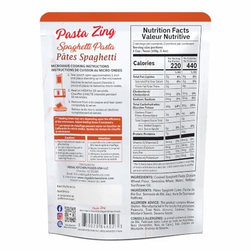 Pasta Zing Spaghetti Pasta Made with Italian Durum Wheat | Ready to Eat Meals in 1 Minute | Fully Cooked, Microwave Meals, Ready Pasta for Dinner, Easy Dinner Sides | Pack of 7, 7.05 Ounce