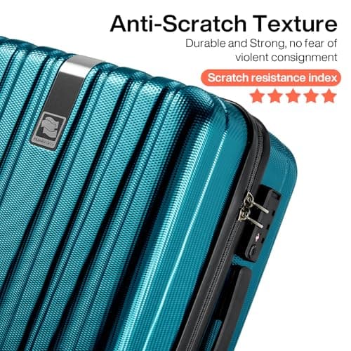 Hanke Luggage Sets 3 piece Carry On Luggage with Wheels PC Hard Shell Suitcases Lightweight Checked Travel Luggage Extra Large Travel Suitcase Woman Men 20/24/29 Inch(Caribbean Blue) — view 5