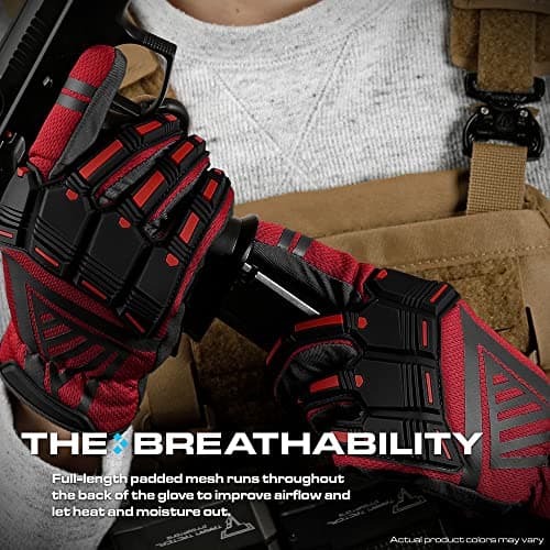 Glove Station - Impulse Guard Tactical Gloves for Men - Touch Screen Gloves Working Gloves Ideal for Sports & Outdoors, Motorcycle and Hunting - Red, Small — view 3