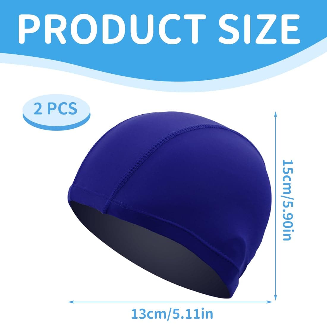 WeddHuis 2 Pcs Unisex Gorro de Natación Gorro Elásticos de Baño Piscina Mujer y Hombre Gorro de Baño para Pelo Largo y Corto Gorros de Piscina Suave y Cómodo — view 2