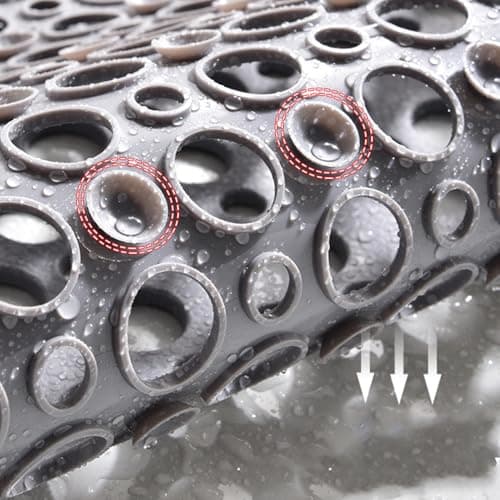 21" X 21" Non Slip Bath Mat Square Shower Mat Quick Dry Soft TPE Shower Mats with Large Drain Holes and Suction Cups for Floor Bathroom Home Kitchen Hotel Machine Washable Shower Floor Mat — view 2