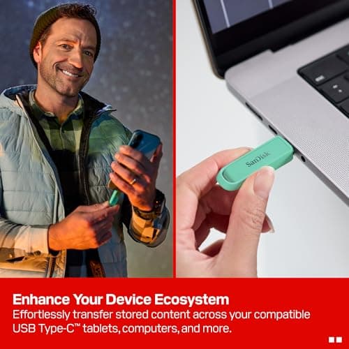 SANDISK 1TB Phone Drive with USB Type-C - for Smartphones, Tablets, and Computers - Up to 150MB/s, USB 3.2 Gen 1 - Seafoam Green - SDIXS0N-1T00-GN6NQ — view 2