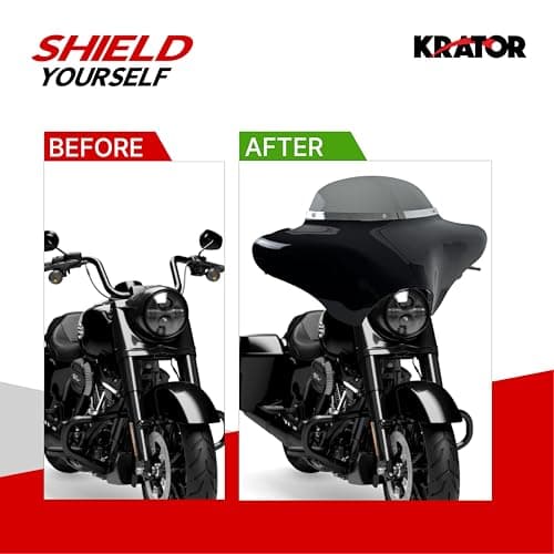 Krator Front Batwing Motorcycle Fairing Compatible with Harley Davidson Road King FLHR (1994-2023) & Road King Special FLHRXS (2017-2026) Gloss Black ABS Fairing, 6" Windshield with Chrome Trim, Smoke — view 5