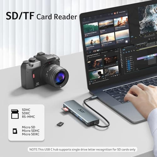 Acer USB C Hub, 7 in 1 4K USB C to HDMI Adapter, Multiport Splitter with PD100W Fast Charging, 5Gbps 2*USB 3.0, Type-C Data Port, SD TF Card Reader for MacBook Neo(A18 Pro), iPad Pro, Acer, Dell XPS — view 5