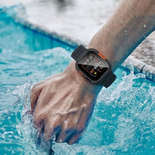 Zumyzu Rugged Case for Apple Watch 49mm Ultra 3/2/1 with Tempered Glass Screen Protector, Durable Hard PC Bumper Protective Face Cover for iWatch 49 mm Black — view 4