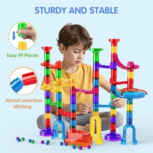 Ifollower Marble Run, 109Pcs Marble Maze Game Building Toys for Kid, Upgrade Mable Track Race Construction STEM Learning Toy, Birthday for Boys Girls Aged 3-12 — view 5