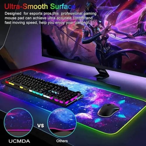 TEKXDD RGB Gaming Mouse Pad - Mousepad, XXL Extended 12 LED Modes Mouse Desk Pad 31.5X 11.8inch, Non-Slip Rubber Base, Desk Mat Mousepad for Computers, PC, Laptop and Office — view 2