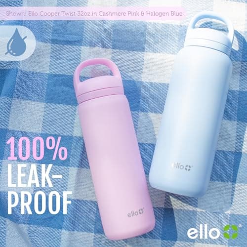 Ello Cooper Twist 18oz Kids Stainless Steel Water Bottle with Chug Lid | Leak Proof Double Walled and Vacuum Insulated | Fits Car Cupholder | Built in Carry Loop | Dishwasher Safe | Antigua — view 4