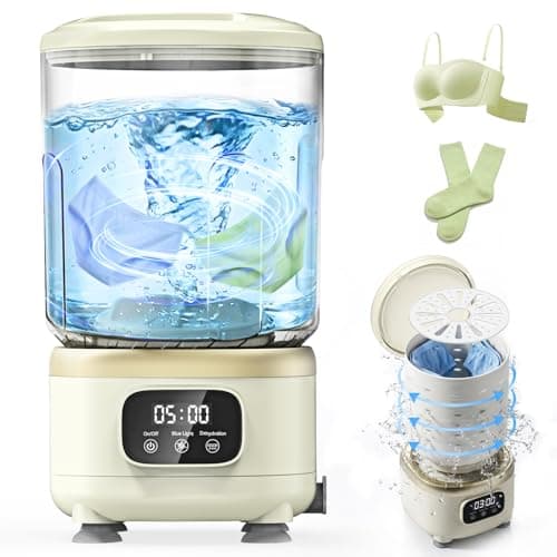 Mini Washing Machine,3 Modes (Wash, Rinse & Spin), Portable Washer with Drain Hose &Spin Basket,Cordless, Gentle Cleaning for Underwear, Socks, Baby Items, for Travel, Camping, Dorm & Trips (2L)