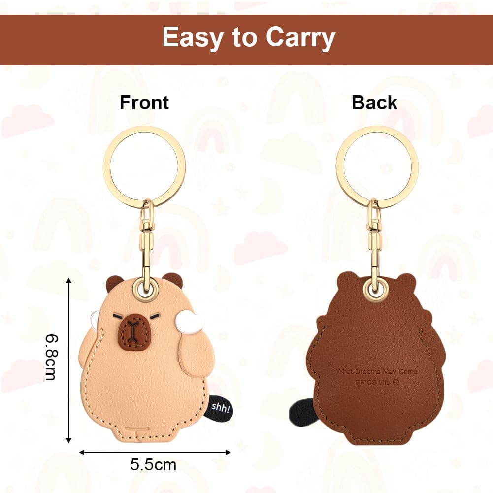 AXFEE 360° Protective Case for Air-Tag, Cartoon Capybara Leather Air Tag Keyring Case For A-pple Air-tag, Holder Case for Air-Tags, air-tag Holder Protective case, Decorations for Key, Bag, Pet — view 2