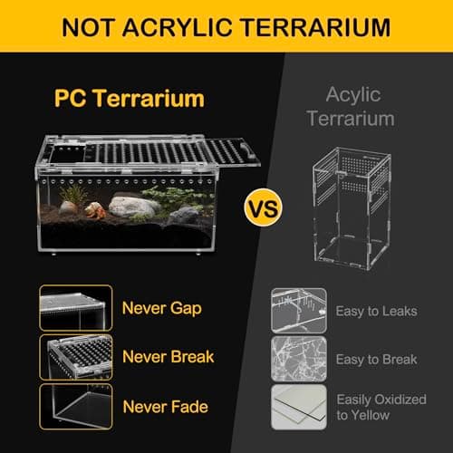 Clioran Reptile PC Tank,Escape Proof Magnetic Lid Tarantula Enclosure Small — view 5