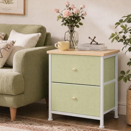 Sweetcrispy Nightstand with 2 Storage Drawers, Small Bedside Table