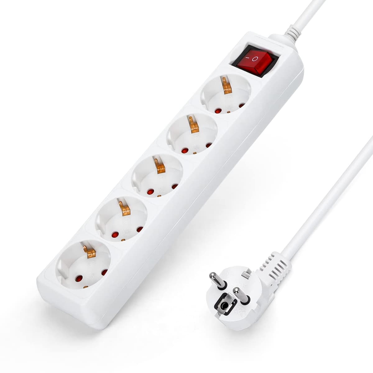 Aigostar Regleta alargador de 6 enchufes con Cable de 3 Metros e Interruptor. Color Blanco — view 8
