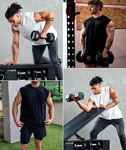 Holure 3 Pack Men's Gym Tank Tops Workout Sleeveless T-Shirts Athletic Muscle Tank Training Bodybuilding Tee Shirts Black/Black/Black-L — view 5