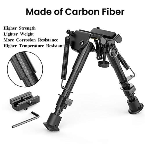 Feyachi Carbon Fiber Tactical Rifle Bipod 6"-9" Adjustable with Picatinny/Mlock Adapter