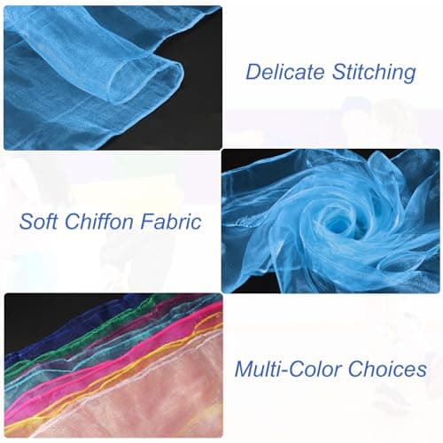 PATIKIL Dance Scarves, 12 Pcs Square Juggling Scarves 24 by 24 Inches for Play Magic Music Activity Juggling Dressing, Light Blue — view 2