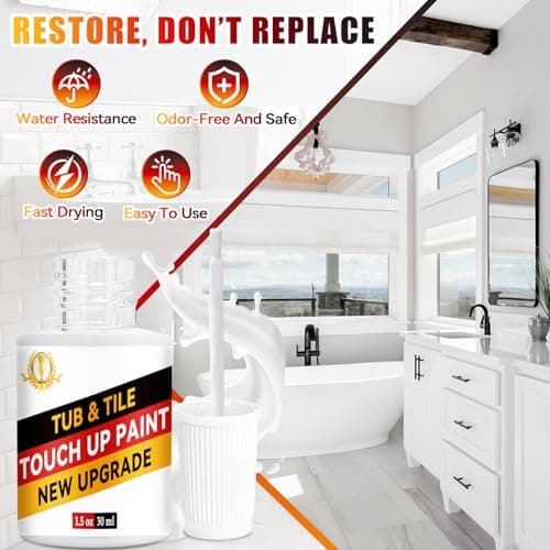 White Tub and Tile Touch-Up Paint,Semi-Gloss Waterproof Porcelain Repair Paint for Bathtubs, Sinks & Tiles, Covers Scratches Chips on Enamel and Acrylic — view 5