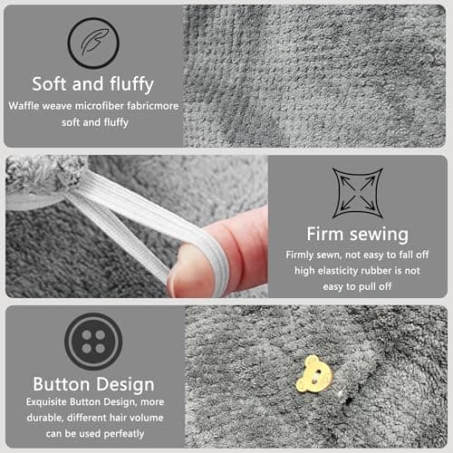 FIONSUN Hair Towel Wrap for Women - Super Absorbent Microfiber Hair Towels for Quick Drying - Anti-Frizz Microfiber Towel Serviette Cheveux for Curly & Long Hair — view 5