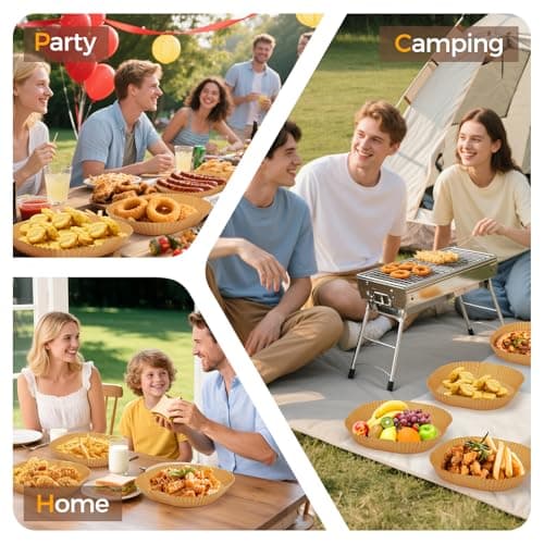 Air Fryer Paper Liners, 125Pcs Parchment Paper, Air Fryer Liners Disposable for Microwave, Non-Stick Air Fryer Liner Square Free of Bleach (8IN) — view 5