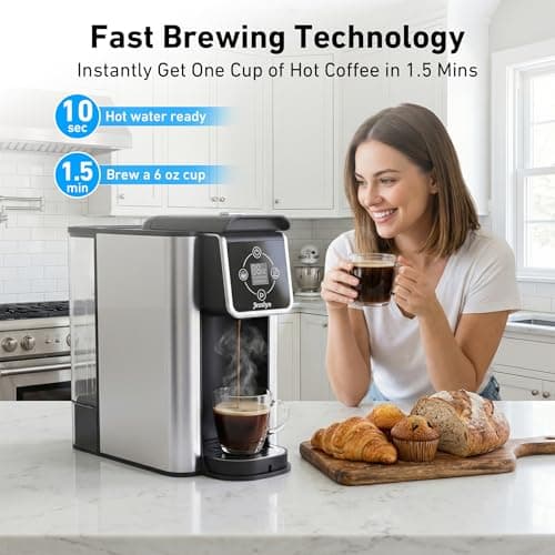 Jesslyn 3-in-1 Single Serve Coffee Maker, Compatible with K-Cup Pods, Ground Coffee & Loose Leaf Tea, Coffee Machine with 50oz Removable Water Reservoir, 6-10oz Brew Sizes, Fast Brewing(Black) — view 2