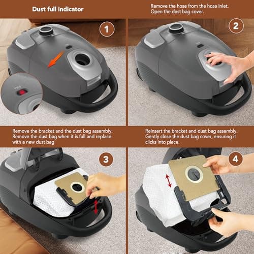 Akitas C11WT Bagged Canister Vacuum Cleaner, Wessel Turbo Brush for Pet Hair (Cat & Dog), HEPA Filtration, 33ft Cleaning Radius, with Retractable Cord and Wide Parquet Brush — view 5