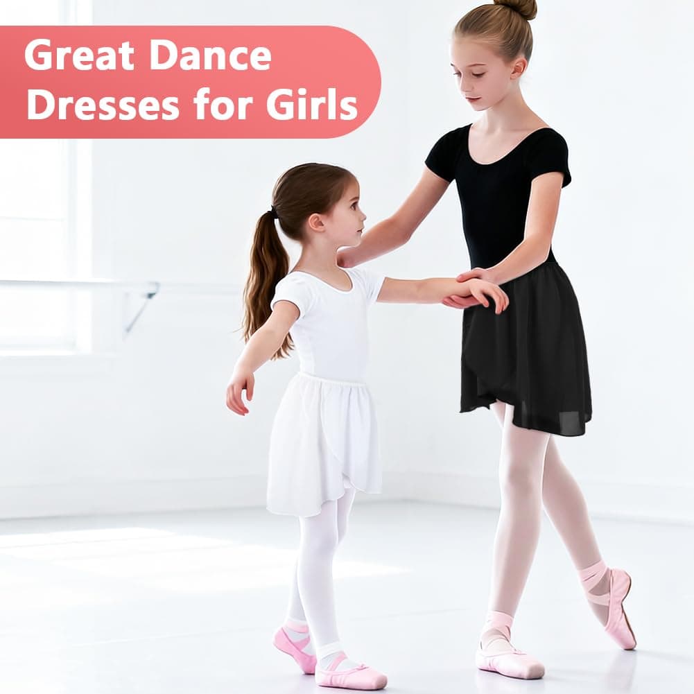 DiULi Falda de Danza Ballet para Niña, Falda Corta Gasa de Baile, Faldas Cruzada de Ballet, Faldas de Bailarina Niñas con Cintura Elástica para Patinaje Artístico, Gimnasia y Latino — view 5