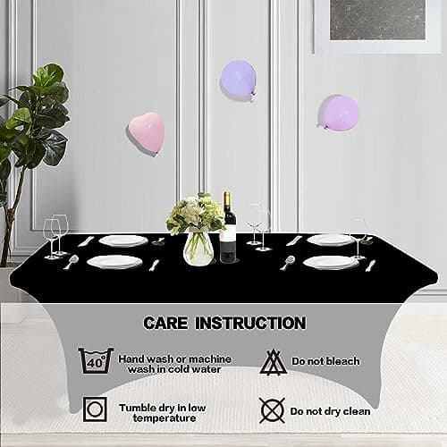 IVAPUPU 4FT Spring Table Cloth for Rectangular Fitted Events Stretch Black Table Covers Washable Cover Spandex Tablecloth Protector for Party, Wedding, Cocktail, Banquet, Festival — view 4
