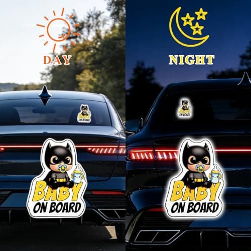 2-Pack Baby on Board Car Stickers, Reflective & Waterproof Vinyl Baby on board Signs, Self-adhesive Warning Stickers for Car Window & Bumper, Essential Baby Car Accessories for Safety Awareness — view 4