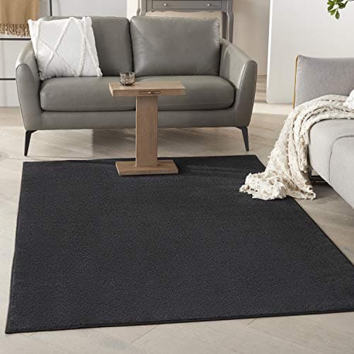 Nourison Essentials Black 5' x 7' Area Rug, Easy Cleaning, Non Shedding, Indoor/Outdoor, Contemporary Style, Rectangular