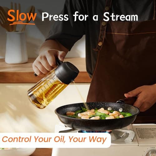 TrendPlain 470ml Olive Oil Spray Bottle for Kitchen Gadgets - 2 in 1 Olive Oil Dispenser Bottle and Air Fryer Accessories for Cooking, Salad and BBQ - 2 Black — view 2